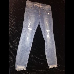 Light wash, distressed skinny jeans